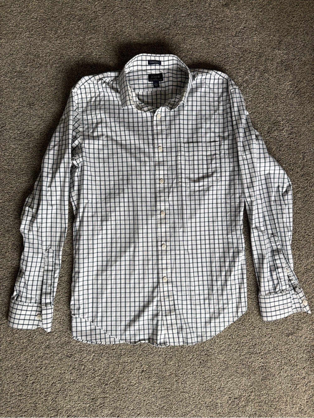 J. Crew Men’s Long Sleeve Button Up Dress Thompson Shirt Large Blue/White